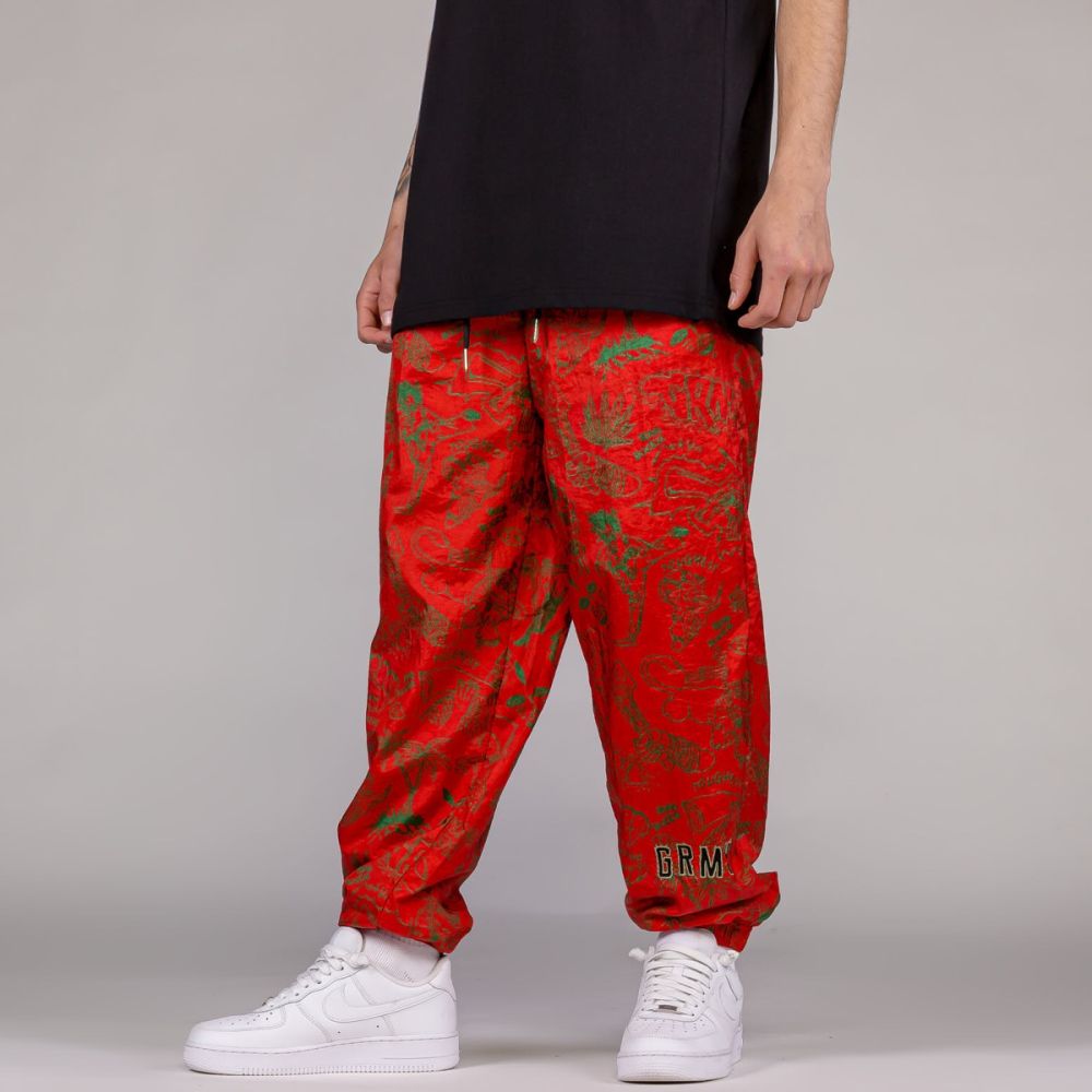 Men The Toughest Satin Track Pants in Red