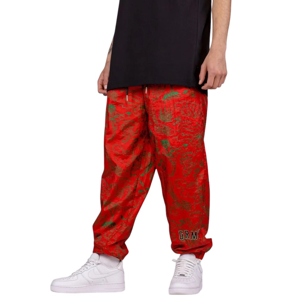 Men The Toughest Satin Track Pants in Red