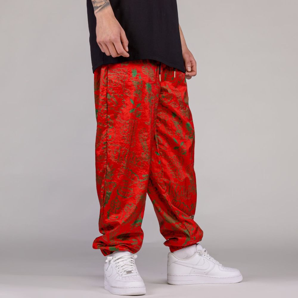 Men The Toughest Satin Track Pants in Red