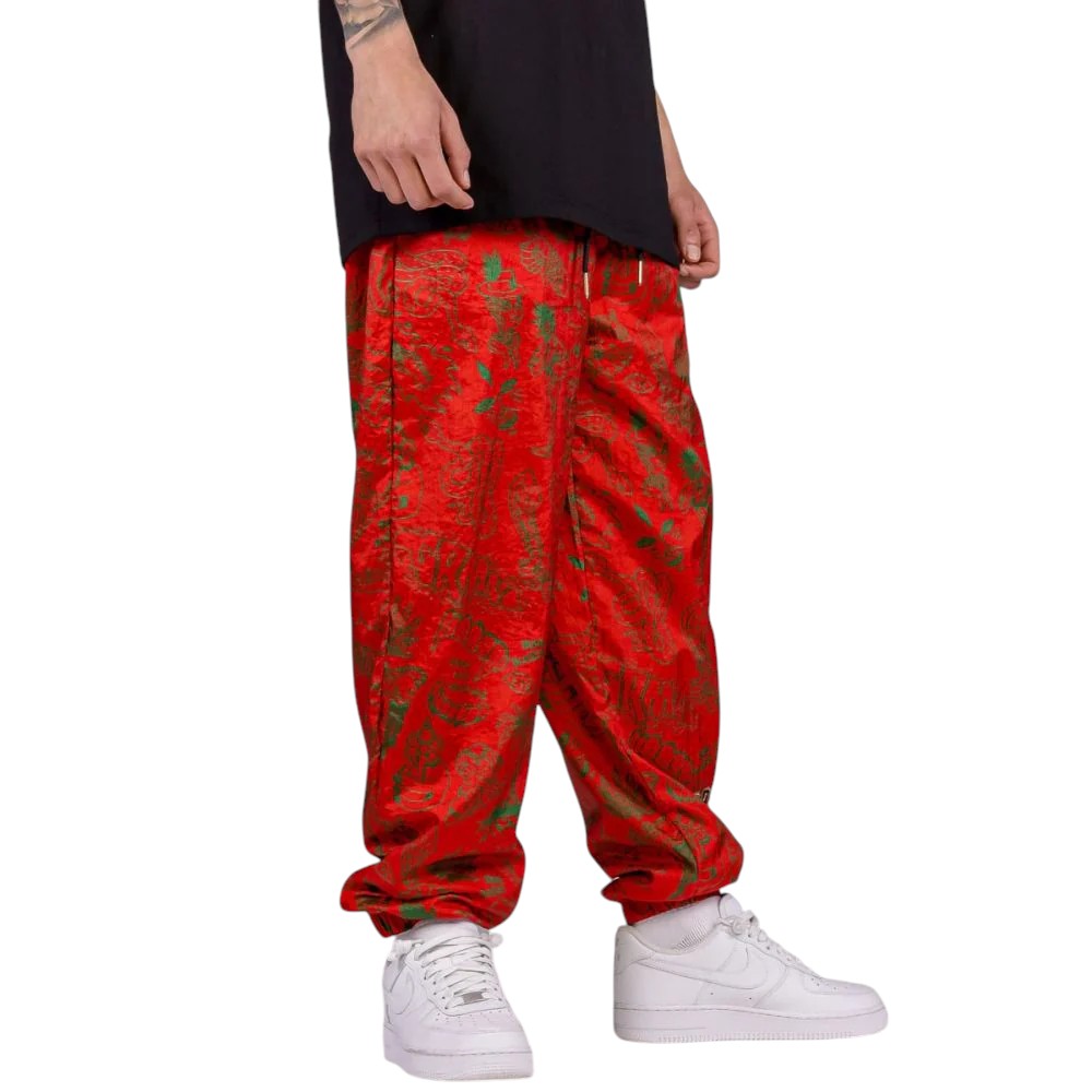 Men The Toughest Satin Track Pants in Red