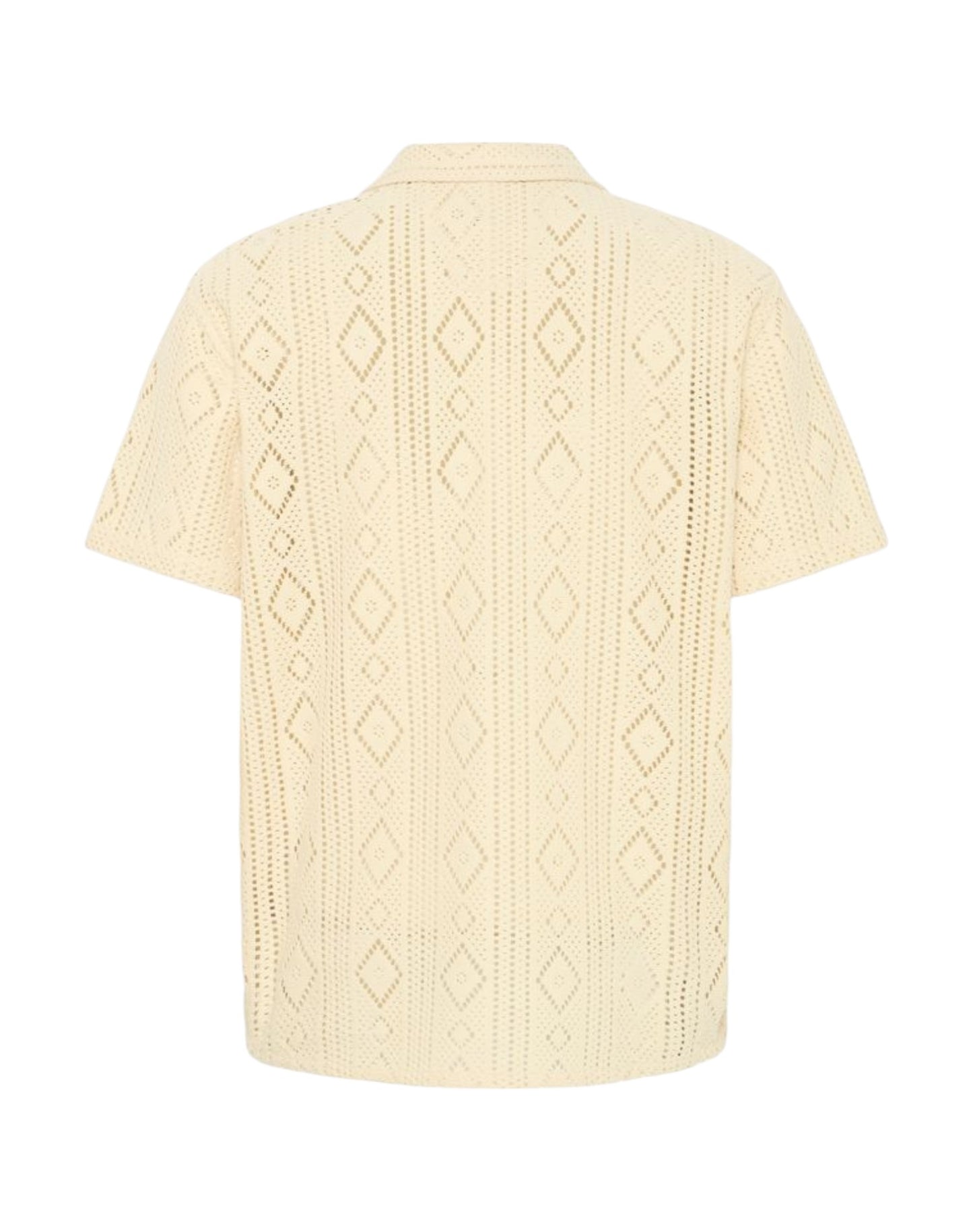 Blend Cotton Crochet Short Sleeve Shirt Off White