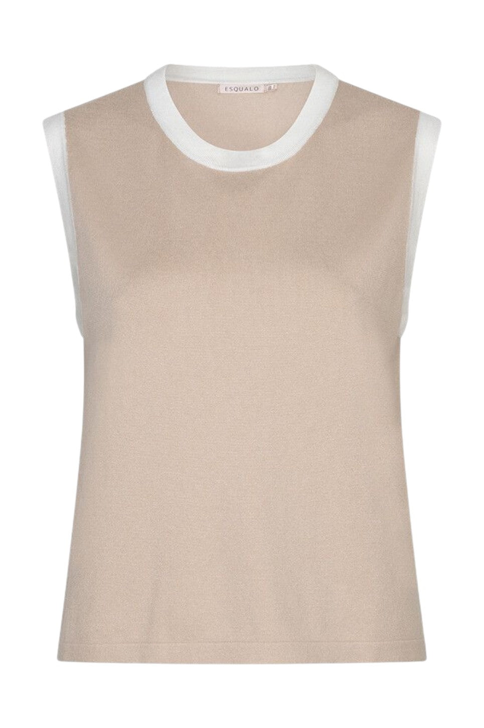 EsQualo TOP CONTRAST RIB Sand