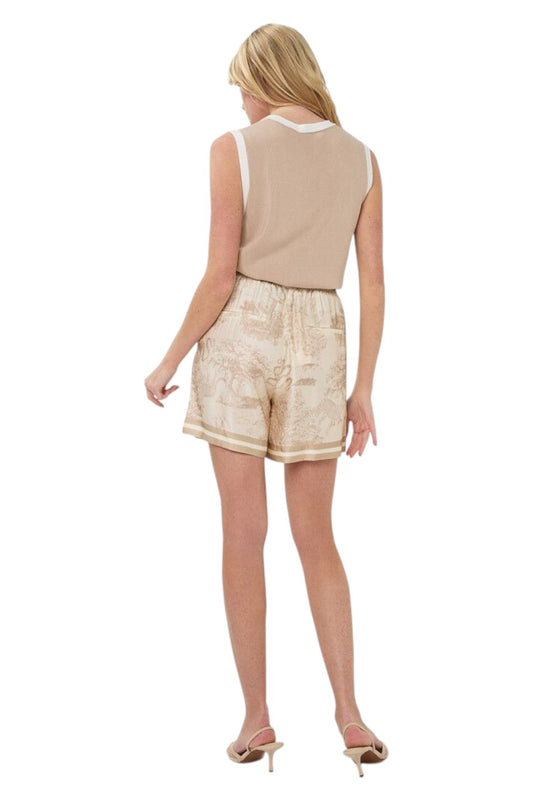 EsQualo TOP CONTRAST RIB Sand