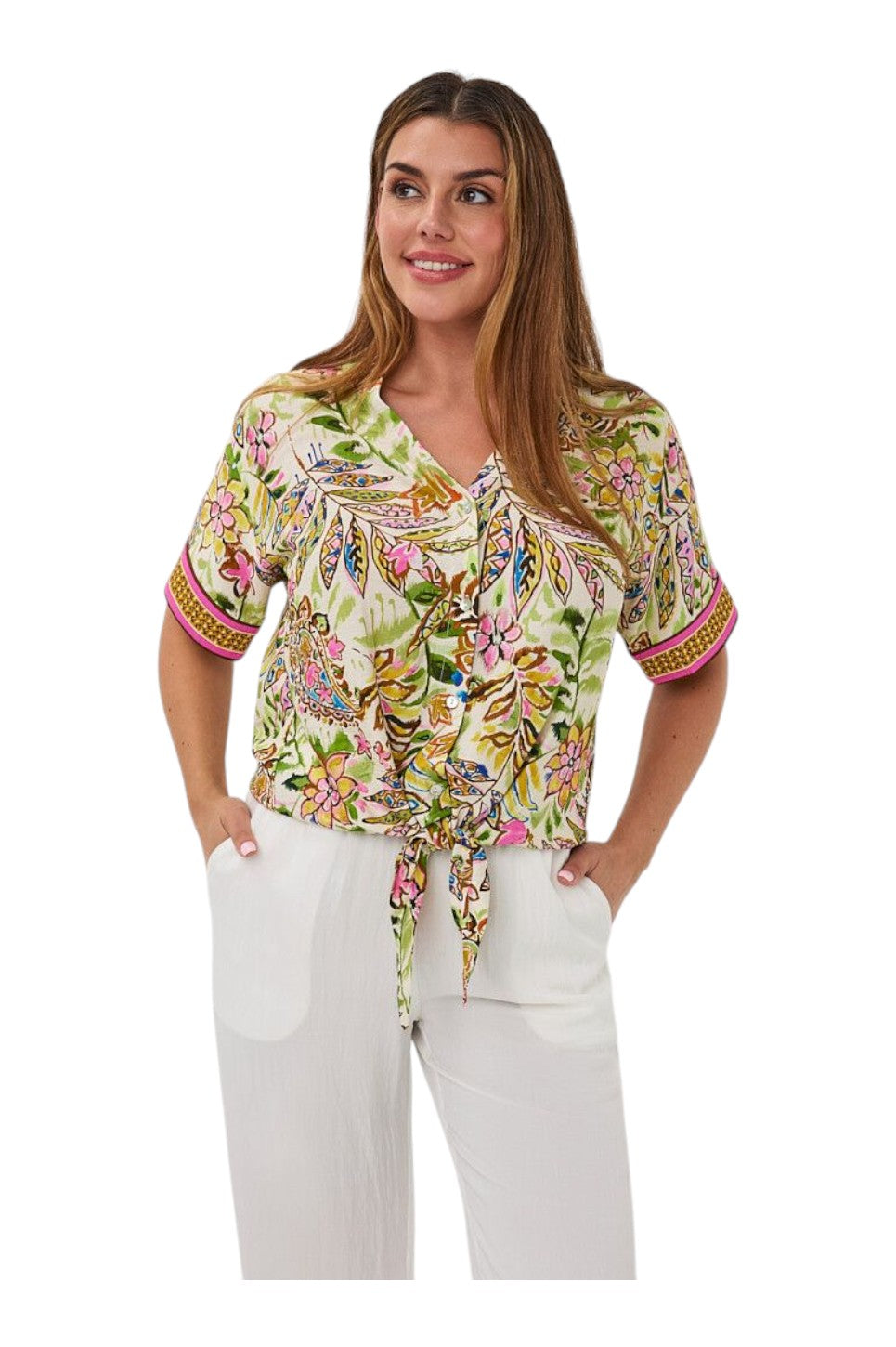 EsQualo BLOUSE KNOT JUNGLE PRINT