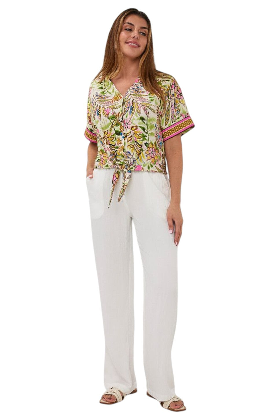 EsQualo BLOUSE KNOT JUNGLE PRINT