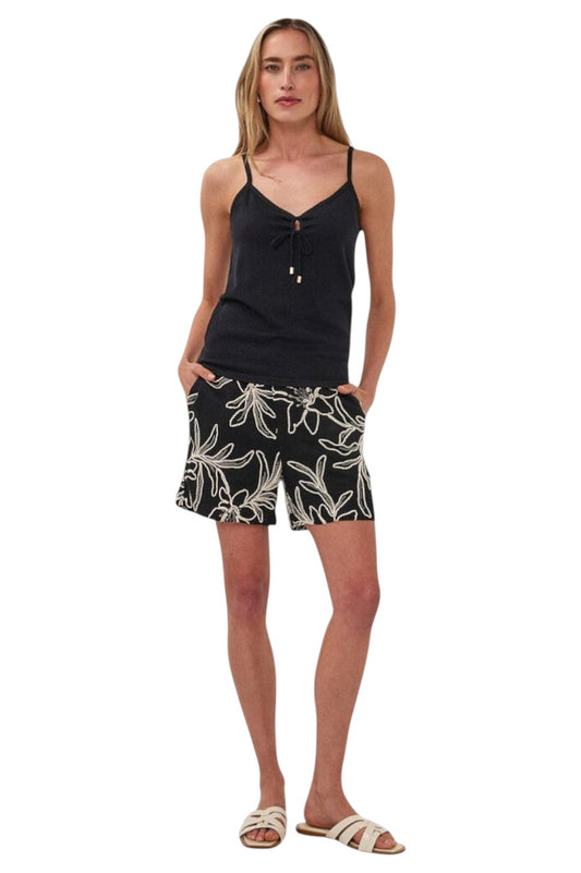 EsQualo SHORTS FLOWER Black