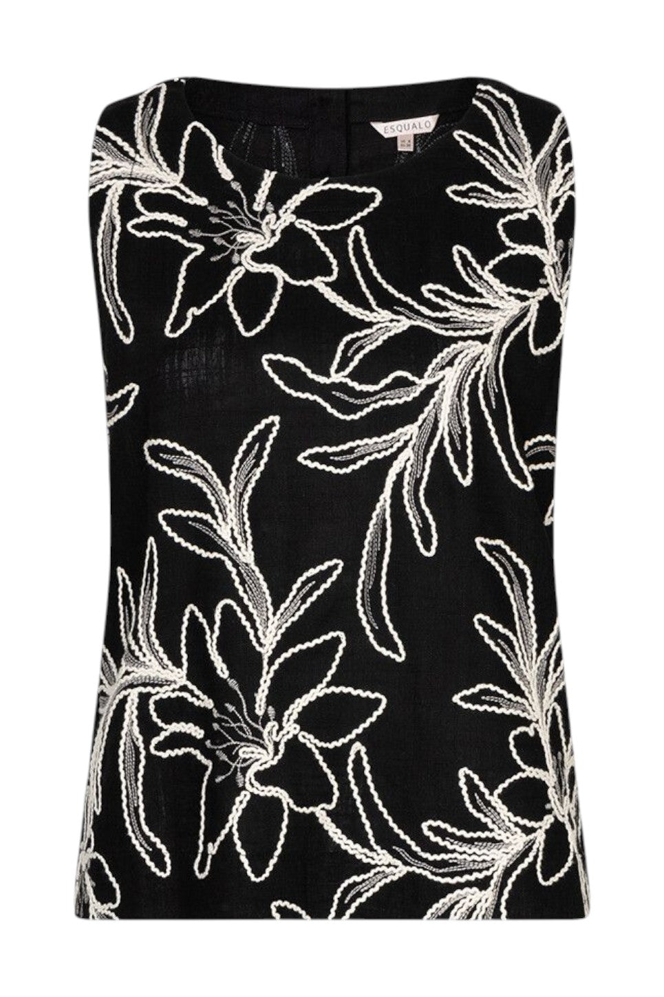 EsQualo Top Flower Embroidery Black