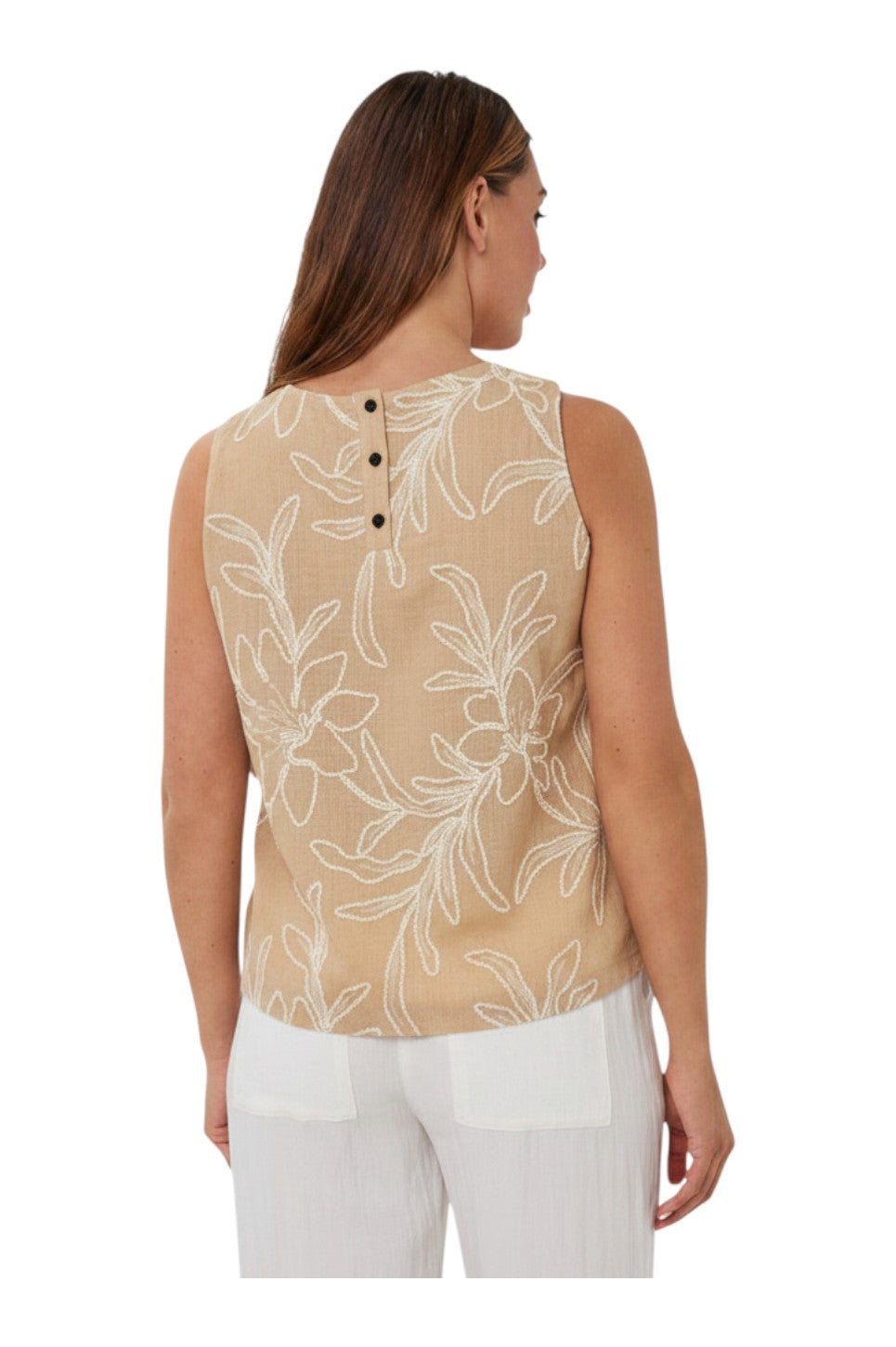 EsQualo Top Flower Embroidery Sand