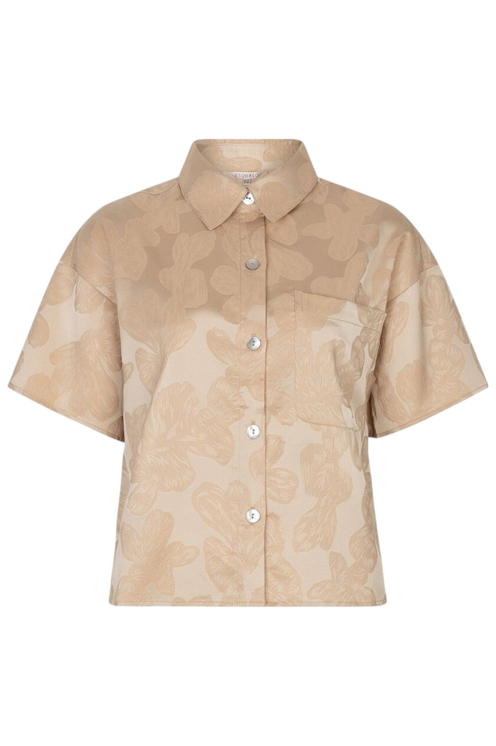 EsQualo BLOUSE JACQUARD LEAVES Sand