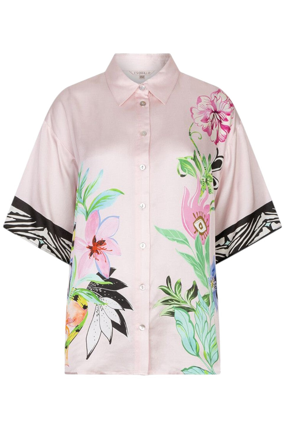EsQualo BLOUSE SHORT SLEEVE MYSTIC