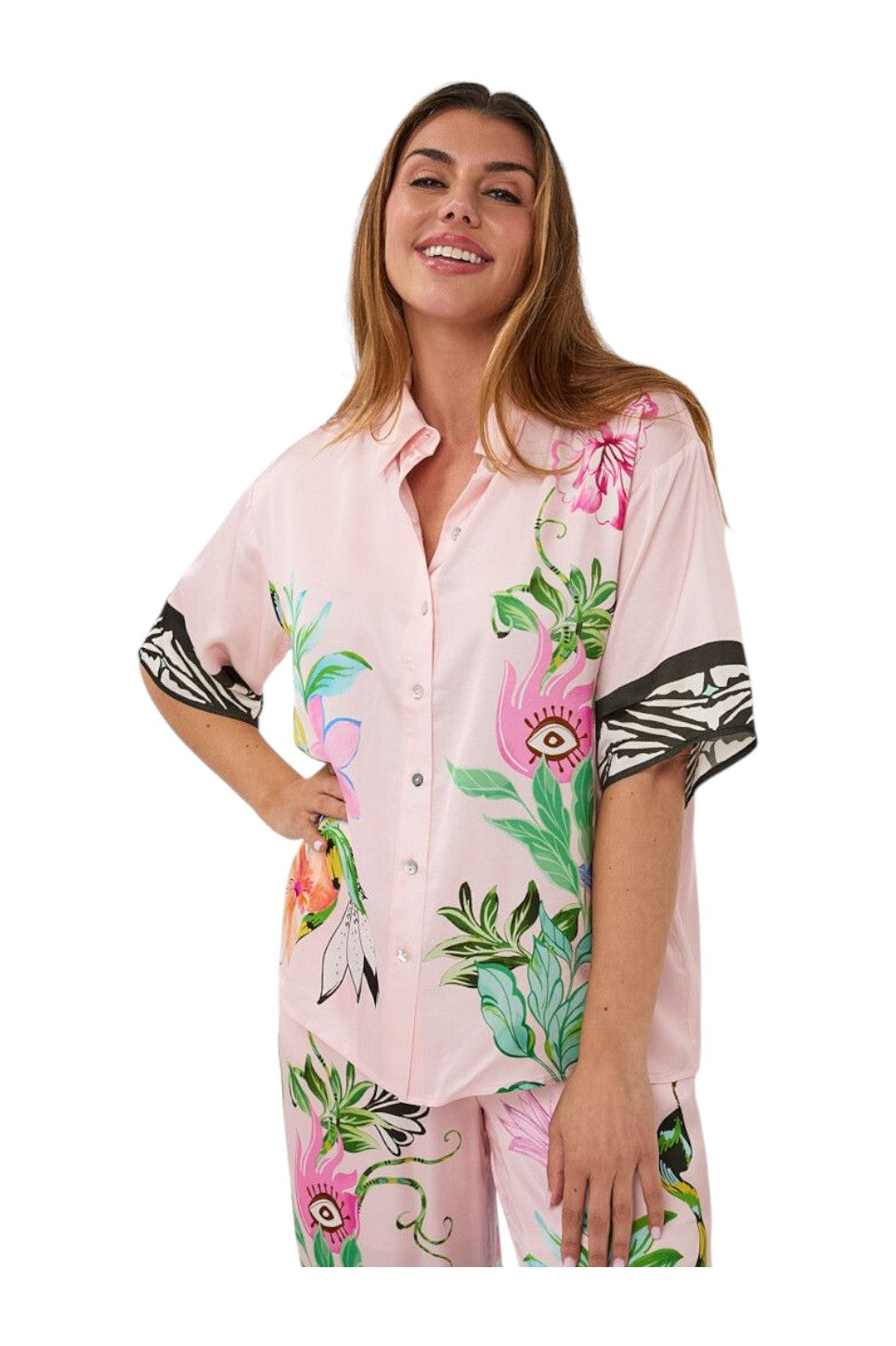 EsQualo BLOUSE SHORT SLEEVE MYSTIC