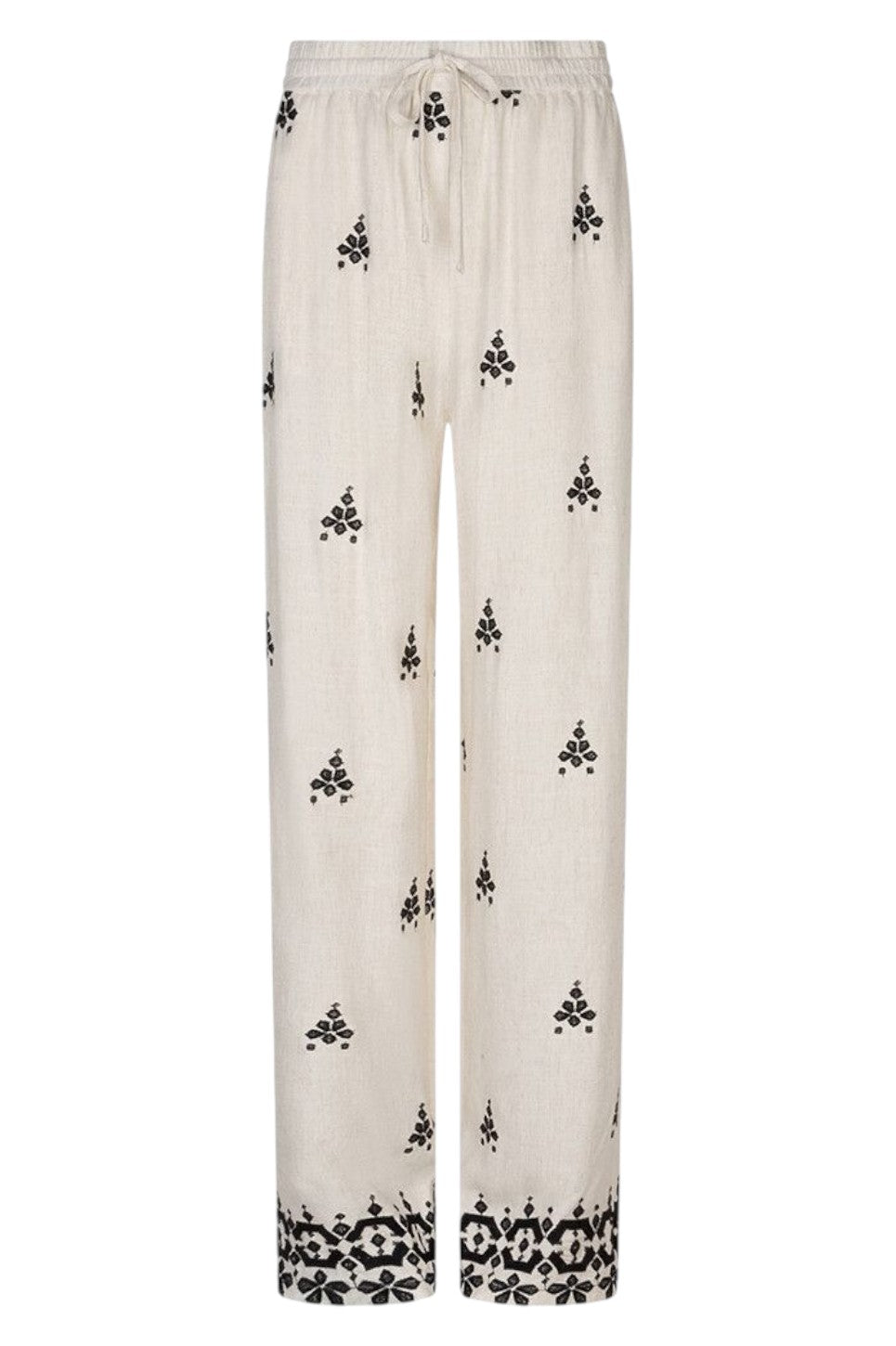 EsQualo Trousers Embroidery Natural