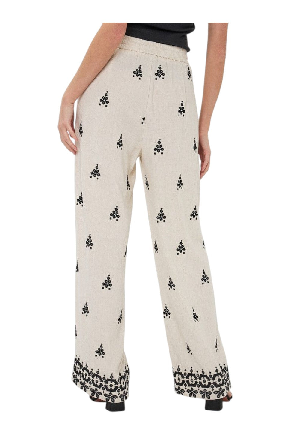 EsQualo Trousers Embroidery Natural