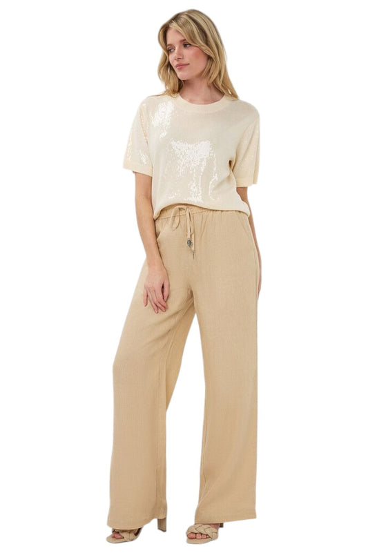 EsQualo TROUSERS LINEN Sand