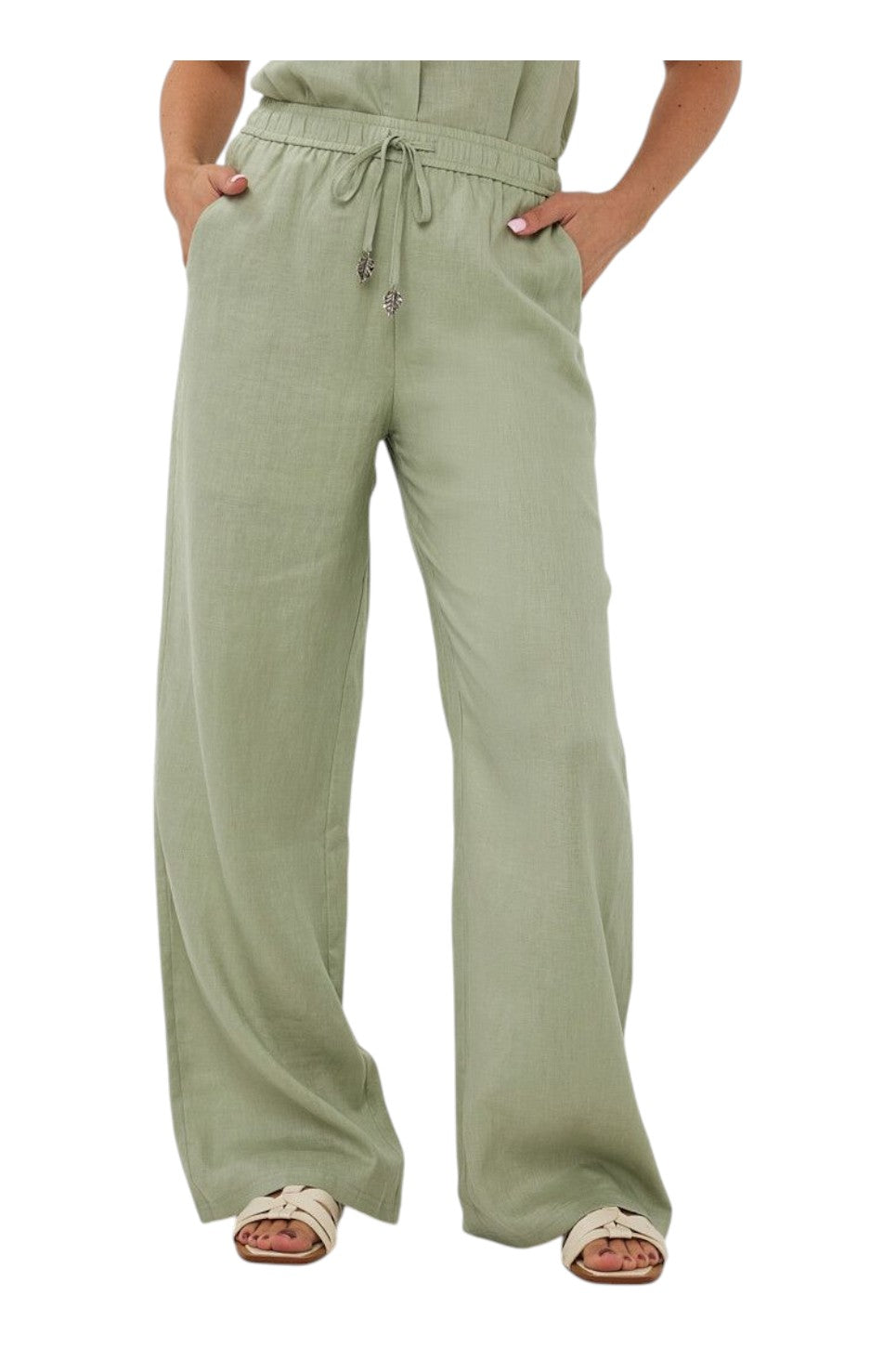 EsQualo TROUSERS LINEN Soft Green