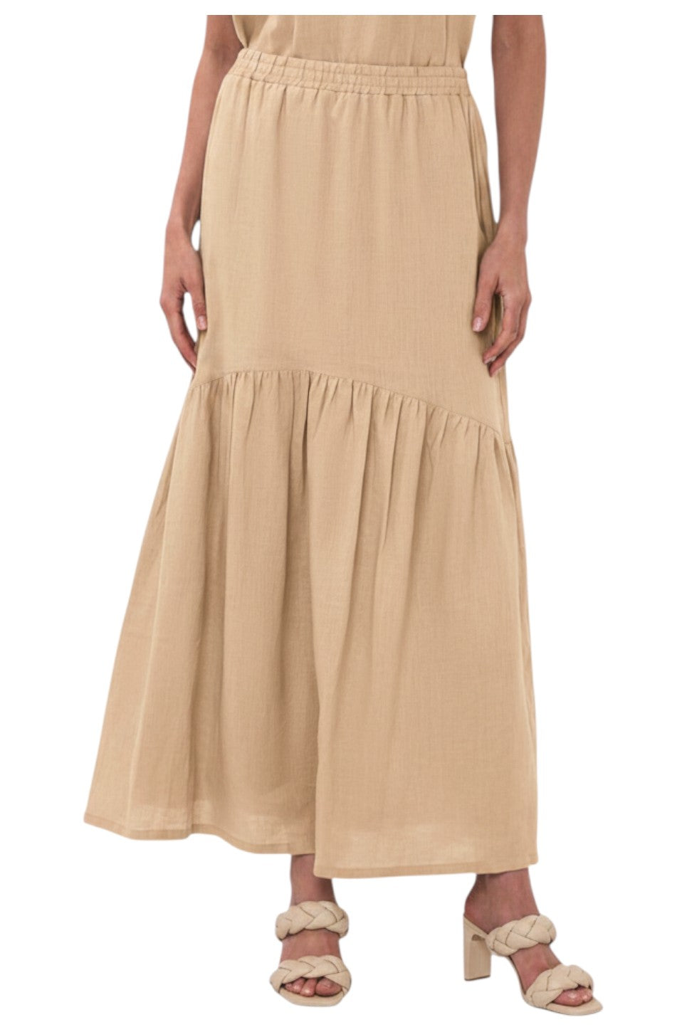EsQualo SKIRT LONG LINEN Sand