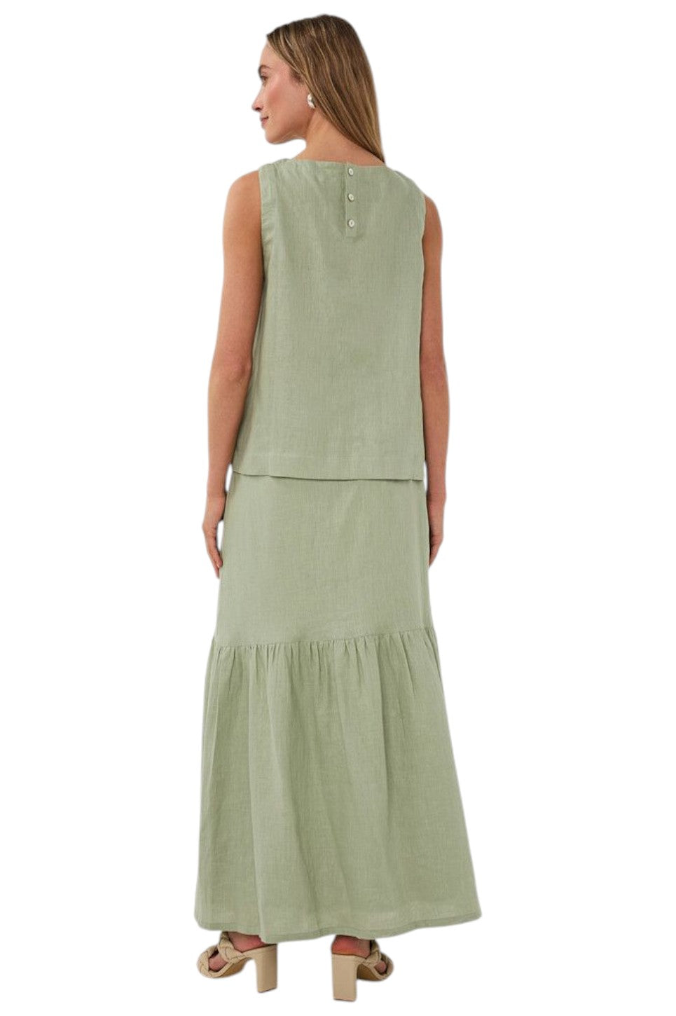 EsQualo SKIRT LONG LINEN Soft Green