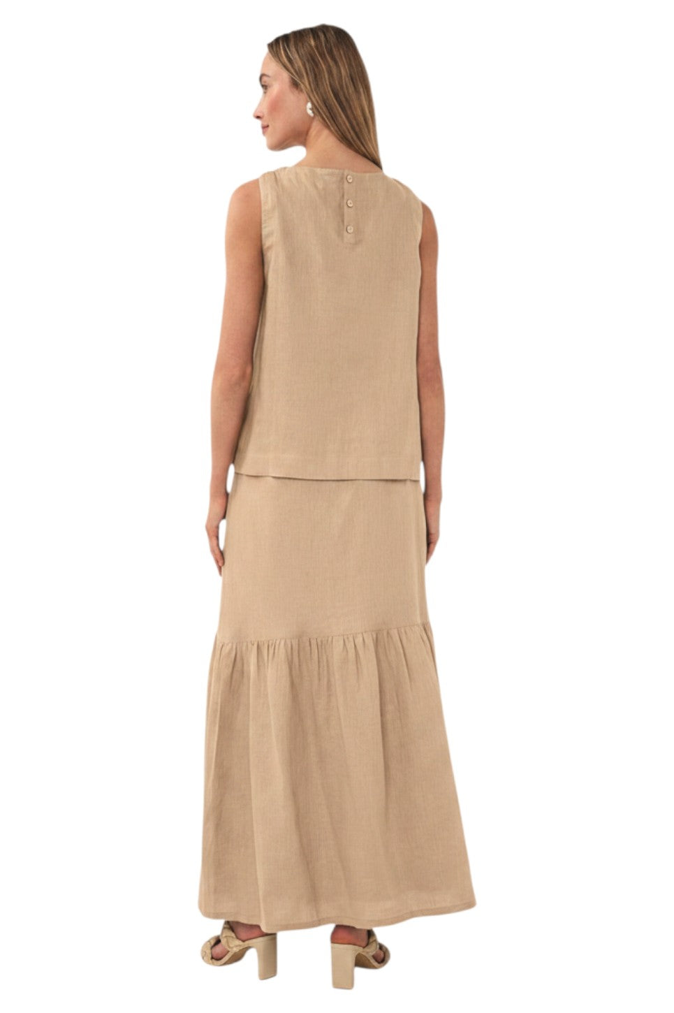 EsQualo SKIRT LONG LINEN Sand