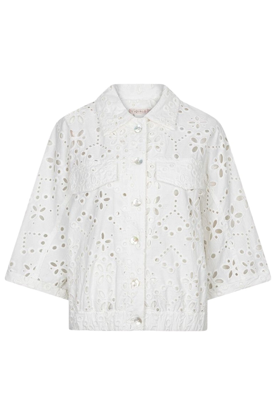 EsQualo JACKET BRODERIE ANGLAISE Off White