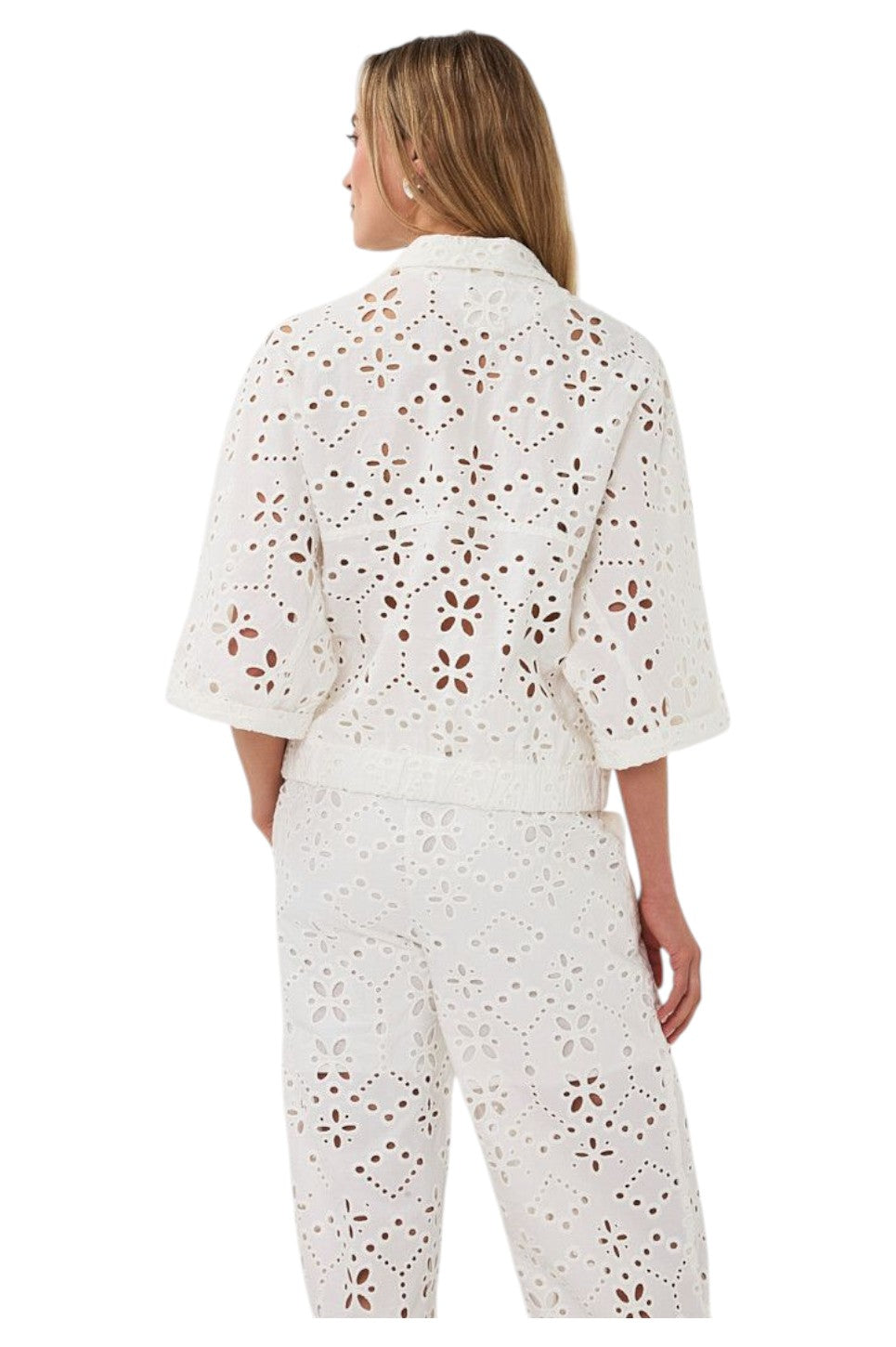 EsQualo JACKET BRODERIE ANGLAISE Off White