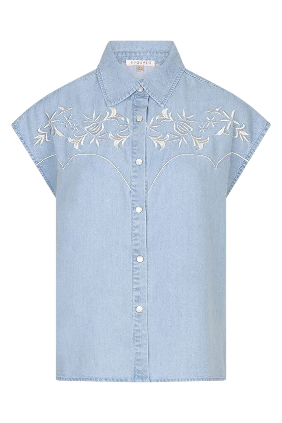 EsQualo BLOUSE CHAMBRAY Light Blue