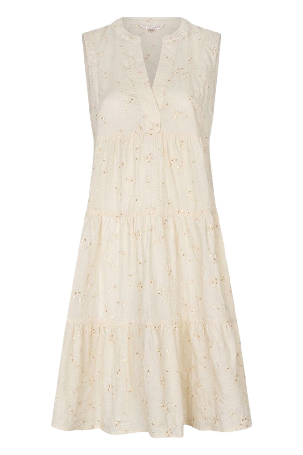 EsQualo DRESS EMBROIDERED SEQUINS Light Sand