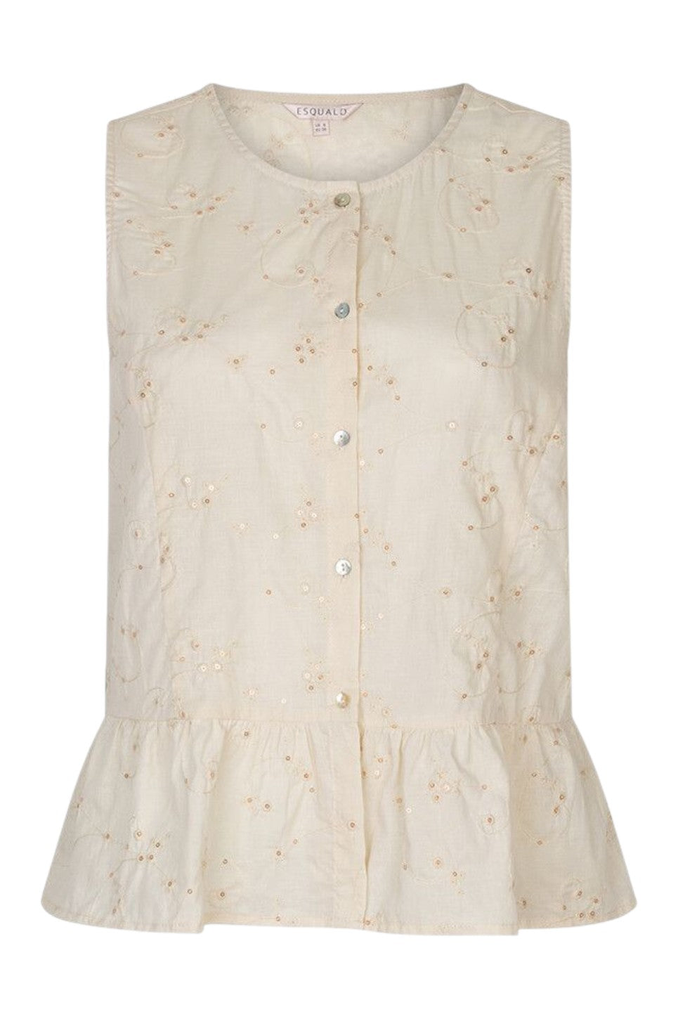 EsQualo BLOUSE EMBROIDERED SEQUINS Light Sand