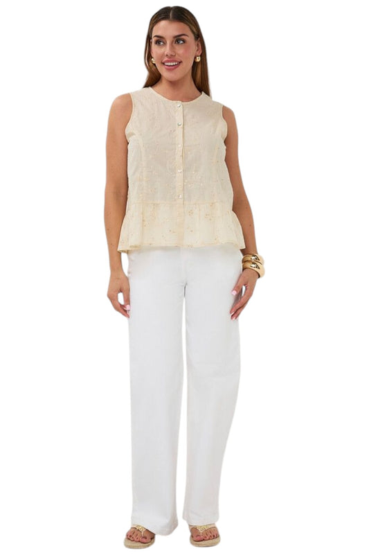 EsQualo BLOUSE EMBROIDERED SEQUINS Light Sand