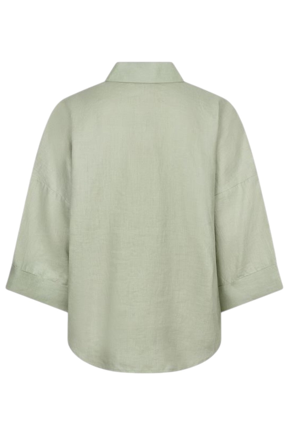 EsQualo BLOUSE TURN UP LINEN Soft Green