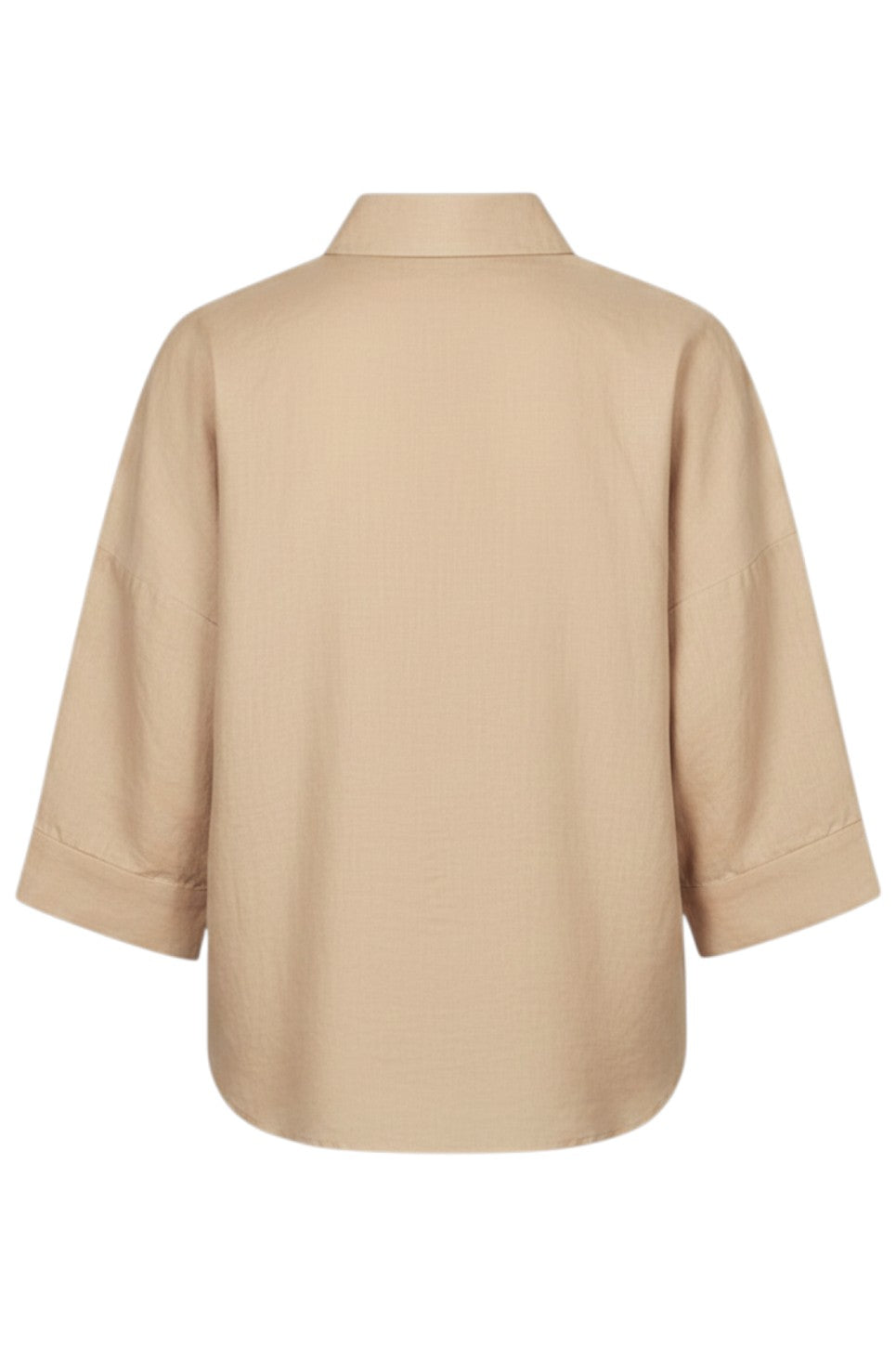 EsQualo BLOUSE TURN UP LINEN Sand