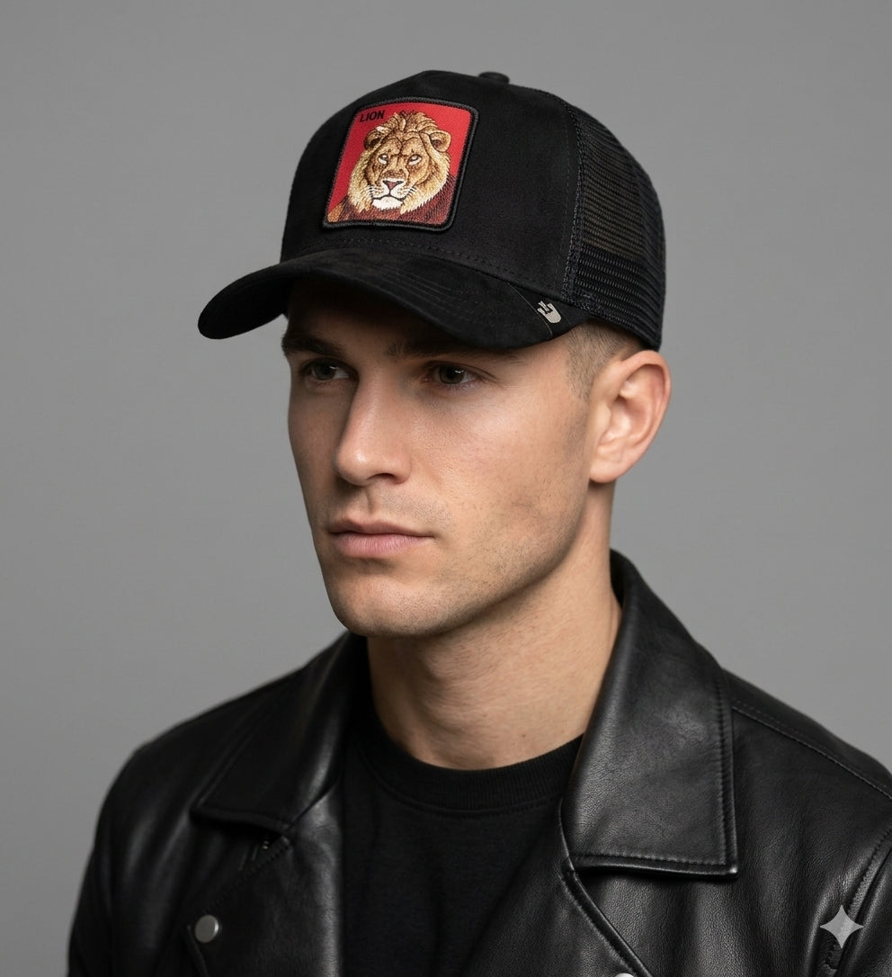 Goorin Bros. King Lion Trucker Hat - Black Velvet/Microsuede Cap