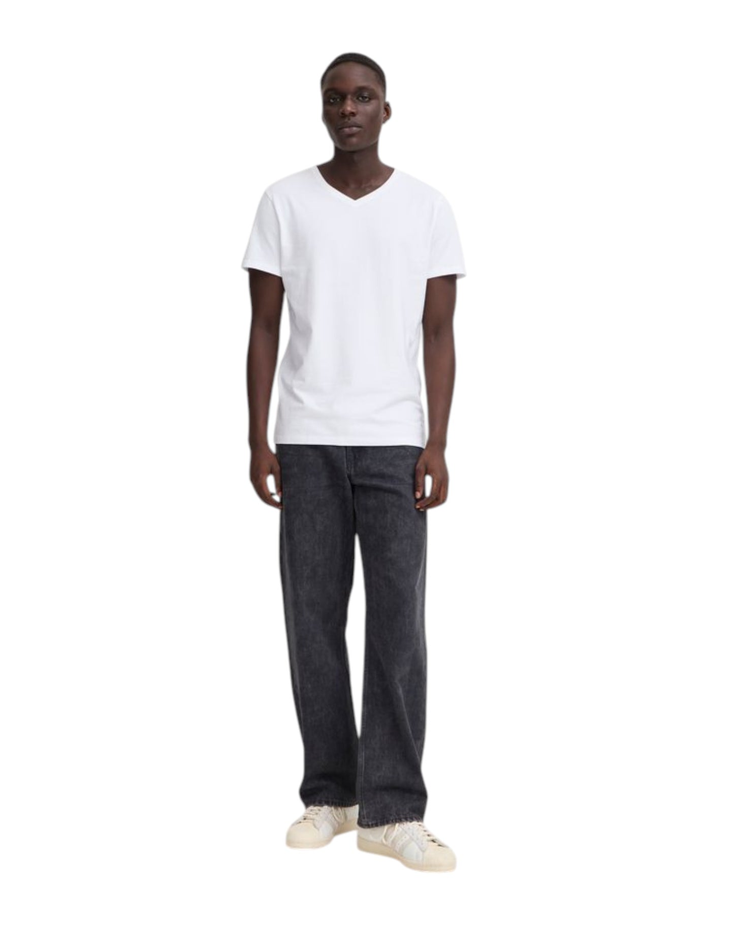 Blend Cotton V-Neck T-Shirt White 2-Pack
