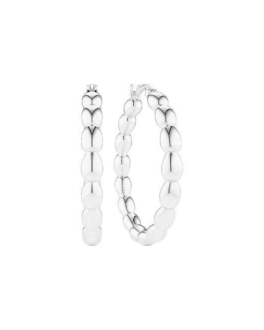 GOCCIA CERCHI PIANURA GRANDE Rhodium Plated Sterling Silver Earrings