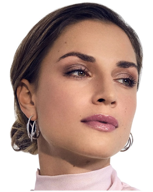 SPIRALE GRANDE Rhodium Plated Earrings with White Zirconia