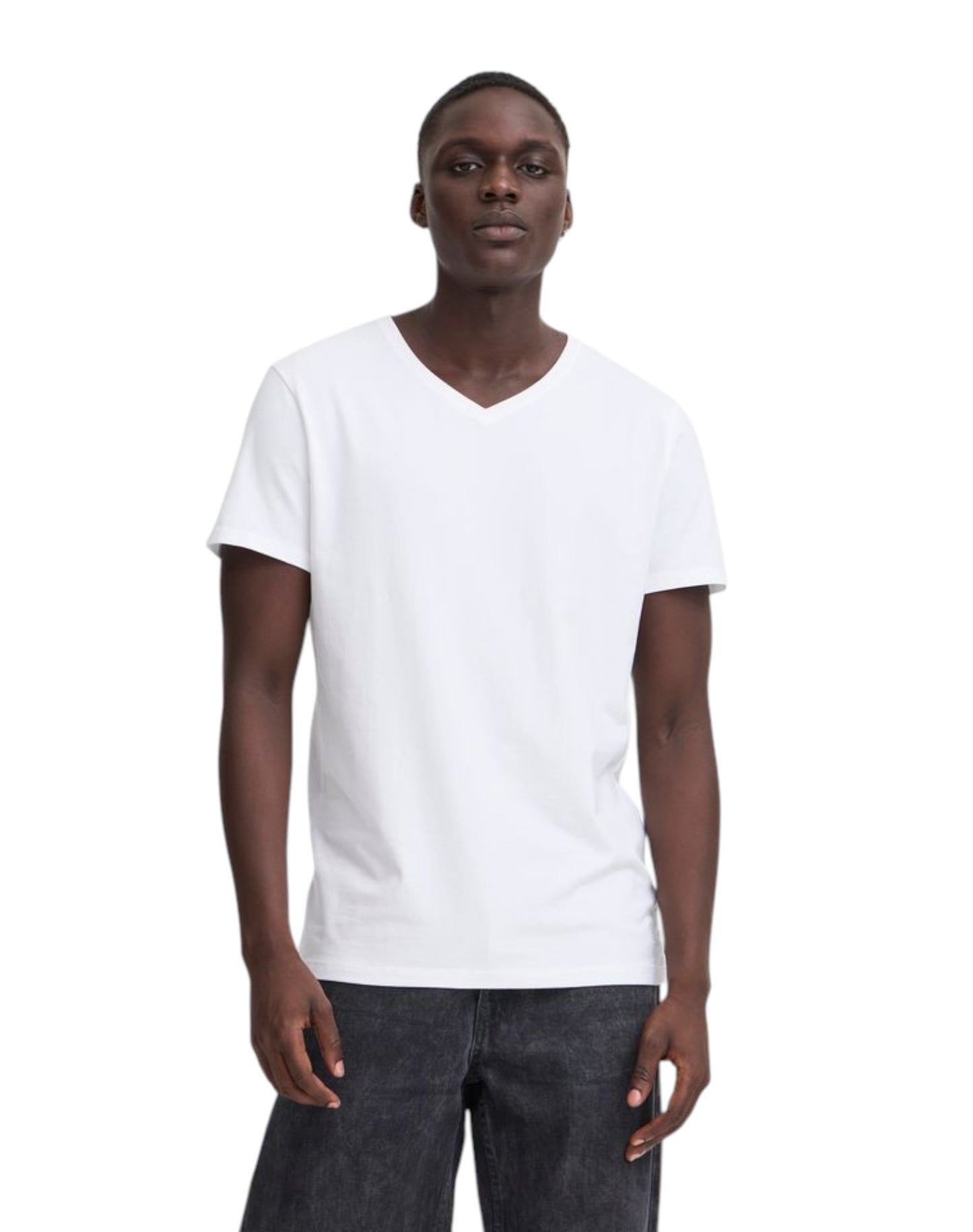 Blend Cotton V-Neck T-Shirt White 2-Pack