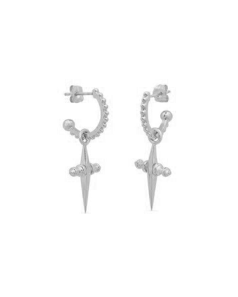 Mini Cross Hoops-Silver