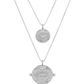 Evil Eye Double Coin Necklace-Silver