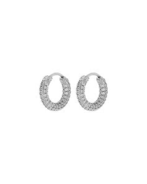 Pave Amalfi Huggies-Silver