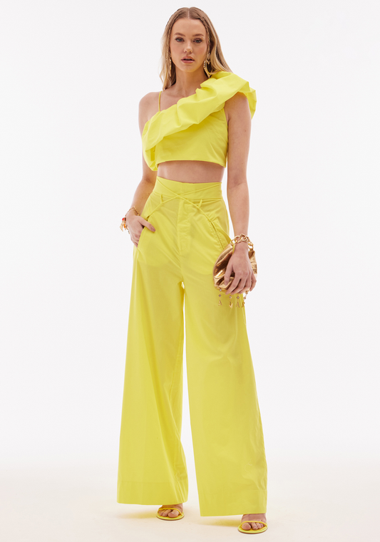 Amar Wide leg Pants in Yellow Color