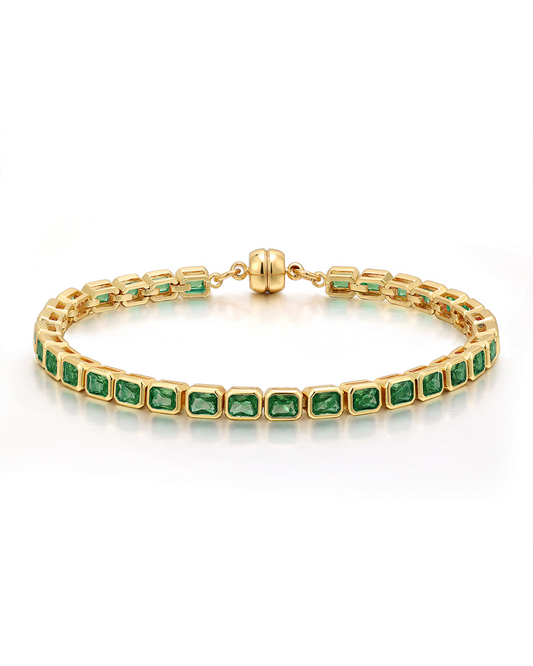 Bezel Emerald Ballier Bracelet- Emerald Green- Gold
