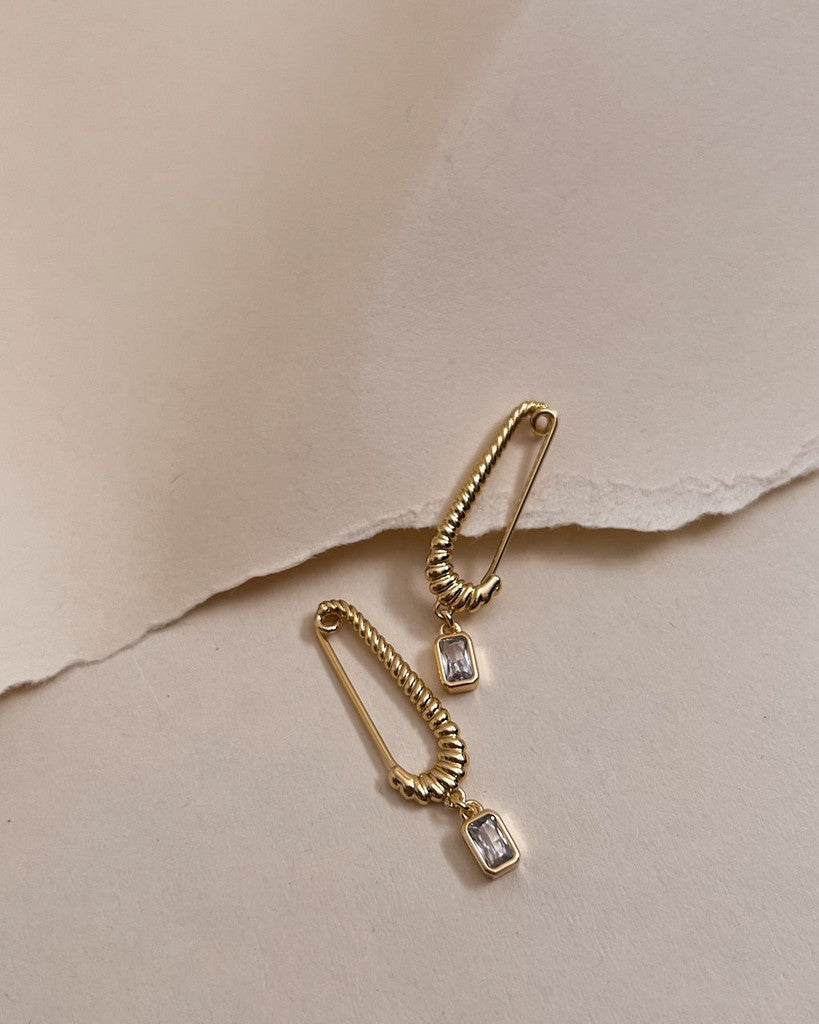 The Francois Safety Pin Earrings- Gold