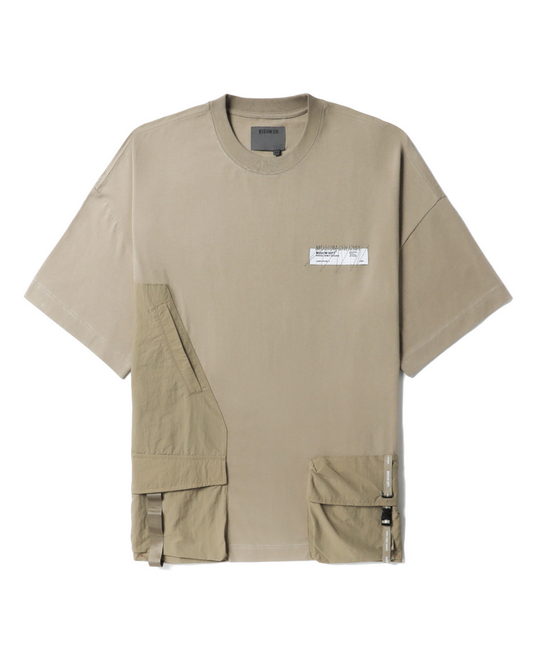 Men's Half Sleeve Pocketed T-shirt in Beige