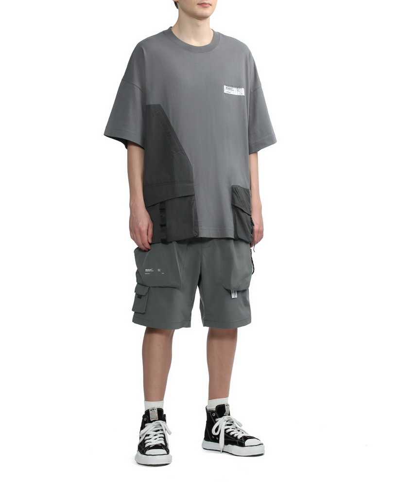 Men's Half Sleeve Pocketed T-shirt in Dark Grey