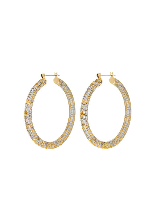 Pave Amalfi Hoops-Gold