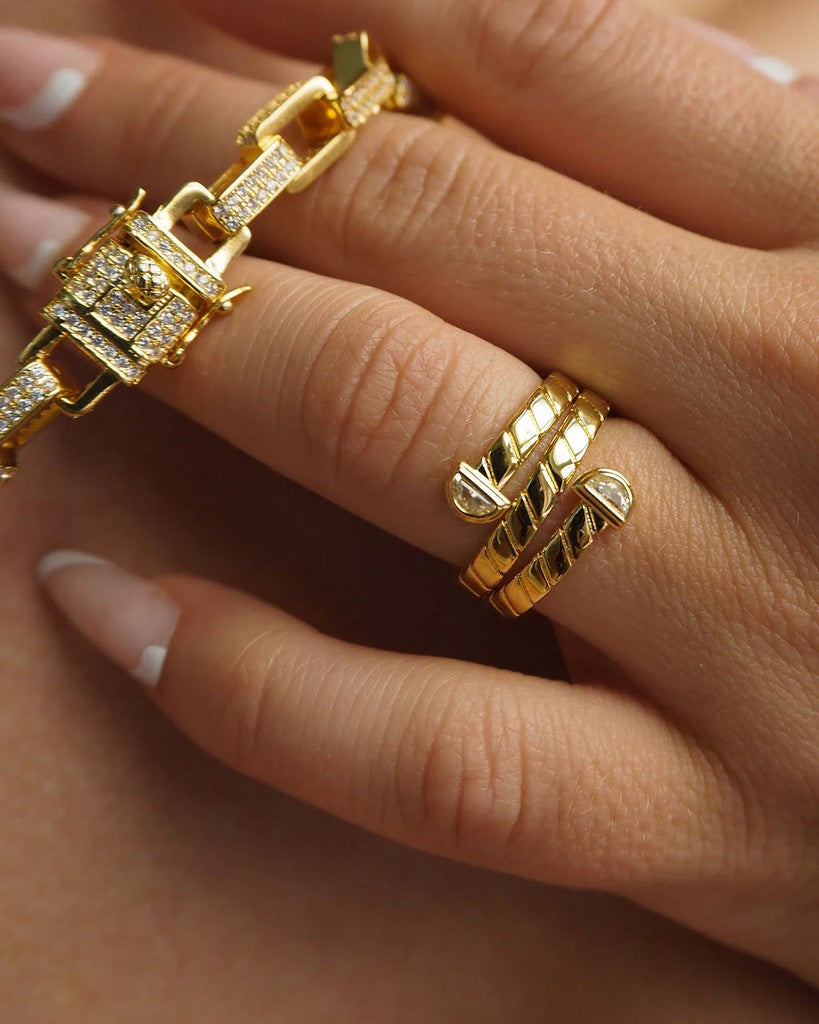 Snake Chain Wrap Ring- Gold- Size 7