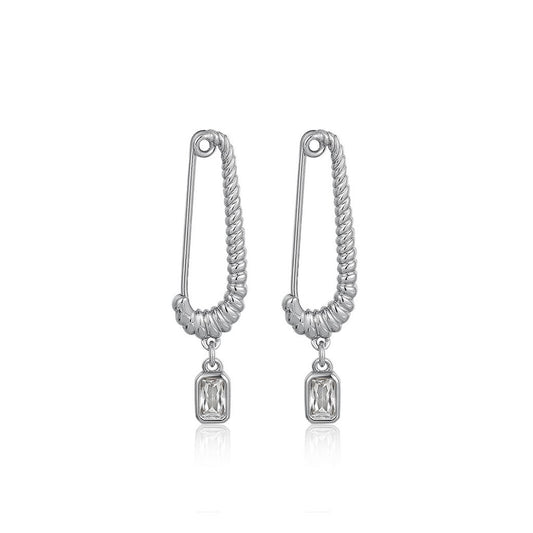 The Francois Safety Pin Earrings- Silver