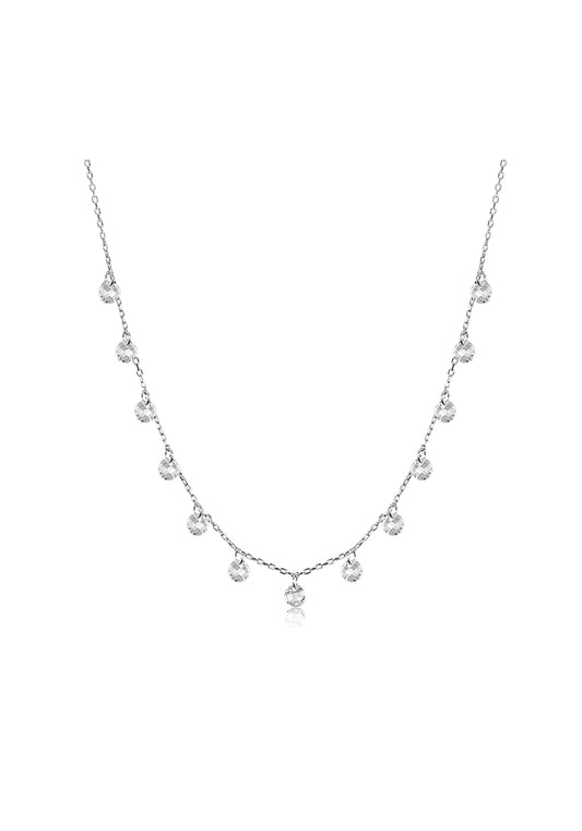 Women's Silver Stones Necklace - P007-35
