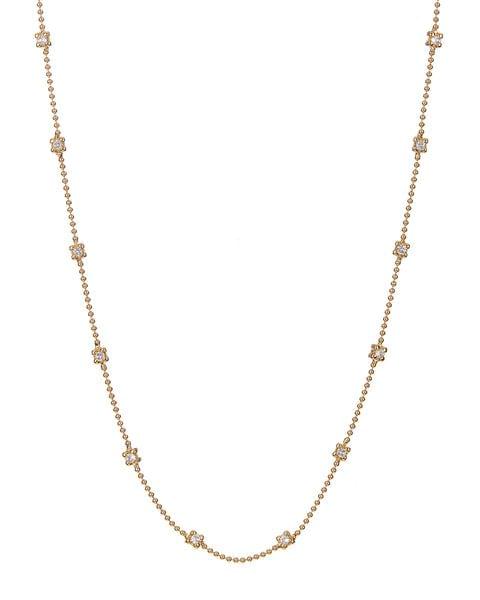 Bezel Charm Beaded Necklace-Gold
