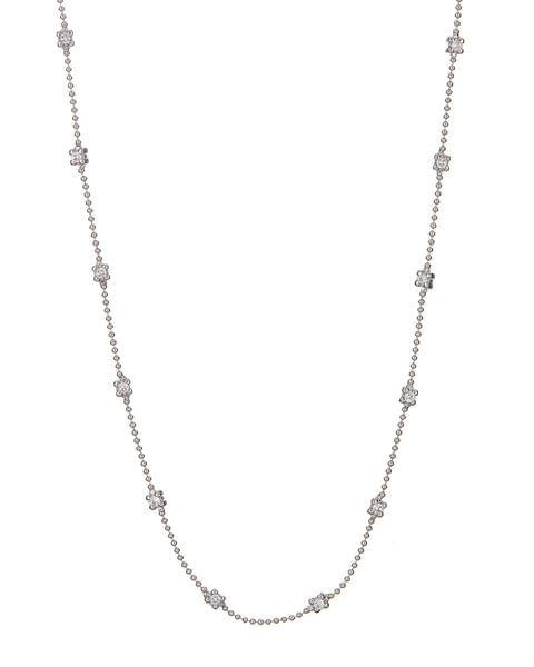 Bezel Charm Beaded Necklace-Silver
