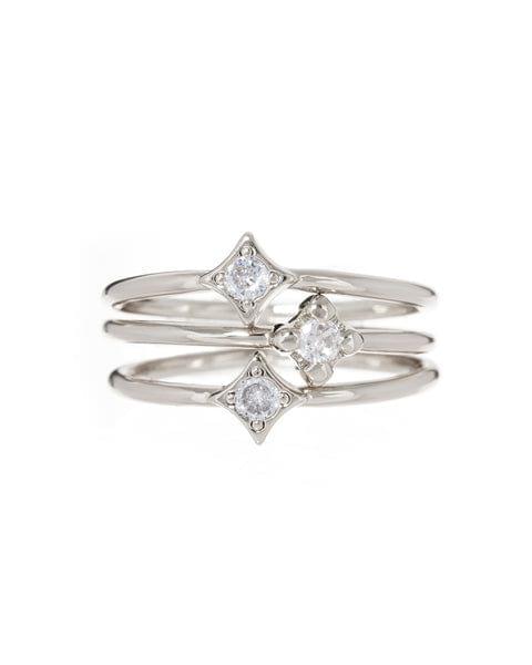 Bezel Charm Ring Set-Silver